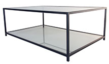 Glass Top & Bottom Shelf Black Metal Coffee Table