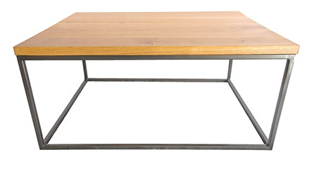 Oak Top Shelf  Gun Metal Grey Coffee Table