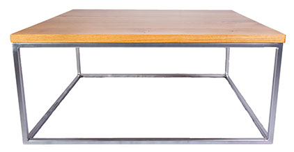 Oak Top  Chrome Effect Coffee Table